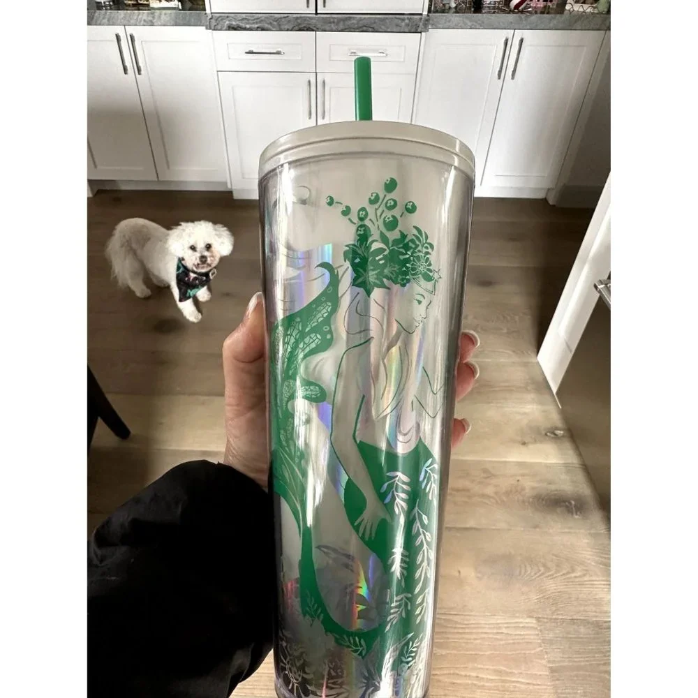 New Starbucks Holiday Winter 2022 Collection Mermaid Siren Iridescent Pearl Whit